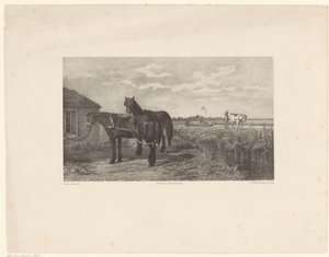 Deux chevaux devant une grange - Frederik Hendrik Weissenbruch