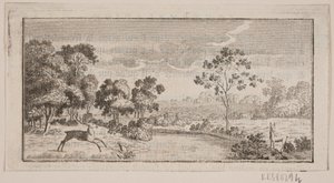 Paysage avec des cerfs
