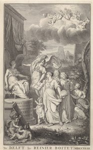 Minerva et les Arts devant une figure trônante - Frederik Ottens
