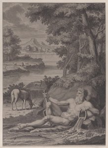 Dieu de la rivière dans un paysage, 1725