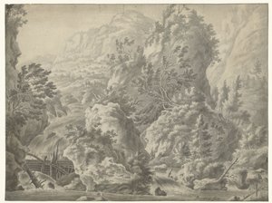 Paysage montagneux avec cascade
