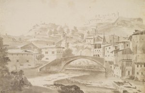 Vienne, près de Lyon. Pont Saint-Martin sur la rivière Gère. À gauche, Prieuré de Saint-Martin, à droite, Porte de la Rochette et château Pipet