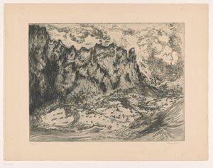 Vagues près des rochers - Frederika Henriëtte Broeksmit (signed by artist)