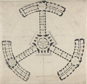 Plan au sol pour une académie des beaux-arts - French 18th Century