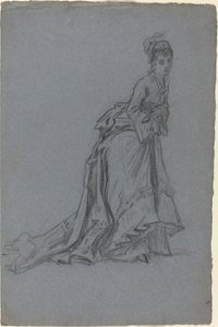 Jeune femme à la mode avançant - French 19th Century