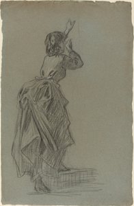 Jeune femme montant une marche - French 19th Century