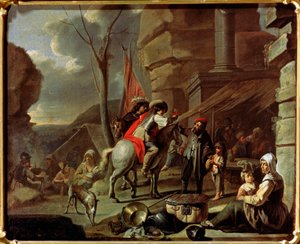 Cavaliers à une taverne, seconde moitié du XVIIe siècle - French Master