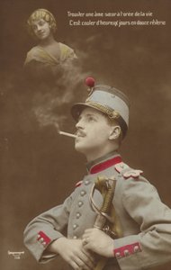 Jeune soldat rêvant de son amour