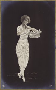 Jeune femme portant un panier de fleurs - French Photographer