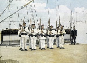 Marine française, fin du 19e siècle : exercice de fusil - Bibl. des Arts déco.