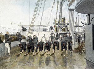 Marine française, fin XIXe siècle : Lavage du pont - Bibl. des Arts déco. - French Photographer
