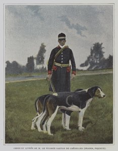 Chien et chasseur en livrée de la chasse du Vicomte Gaëtan de Chezelles, France - French Photographer