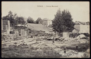 Carte postale représentant la scierie Reviraud à Tence, Haute-Loire, vers 1900 - French Photographer