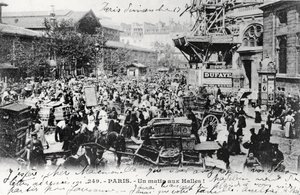 Carte postale des Halles, Paris, avant 1914 - French Photographer