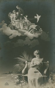 Jeune femme lisant une lettre et rêvant de mariage