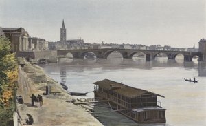 Toulouse, Pont-Neuf et Église Notre-Dame de la Dalbade, Vue aval, prise sur la rive droite de la Garonne