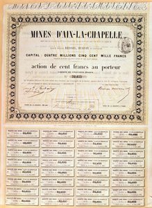 Action au porteur de 100 francs des mines d