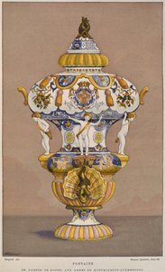 Fontaine en faïence du 18ème siècle avec les armoiries de Montmorency Luxembourg, fabriquée à Rouen, illustration du Dictionnaire de l