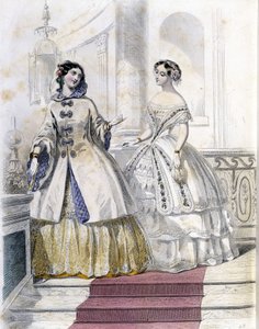 2 femmes à la mode - dans « Journal des Demoiselles » 1852 - French School