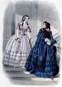 2 femmes à la mode - dans « Journal des Demoiselles » 1852 - French School