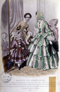 2 femmes et une fille : Mode - dans "Magazine des damoiselles", 25 mai - French School
