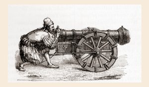 Un canon allemand à chargement par la culasse du 16ème siècle, des Merveilles de la Science, publié vers 1870 (gravure)