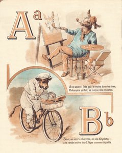 A B : Animal, artiste, bœuf, boulanger - French School