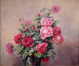 Un bol de roses rouges et roses