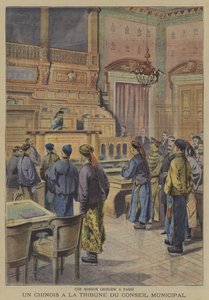 Une mission chinoise à Paris : un des délégués chinois à la tribune du Conseil municipal