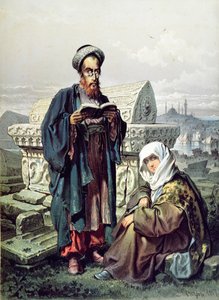 Un couple juif dans un cimetière à Constantinople, 1857 - French School