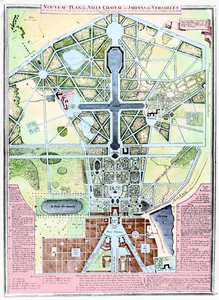 Nouveau plan de la ville, du château et des jardins de Versailles, 1714 - French School