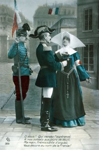 Une nonne recevant une médaille, Première Guerre mondiale - French School