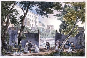 Une villa à Rome, gravée par Villain, vers 1820 - French School