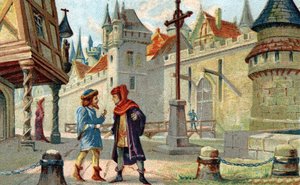 Une ville au Moyen Âge. Chromolithographie de la fin du XIXe siècle. - French School
