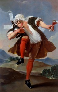 Une bonne bouteille. Enseigne de marchand de vin. Peinture anonyme vers 1760. - French School