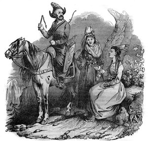 Un groupe de Cosaques kirghizes en costume traditionnel. Dans "Le magasin pittoresque" 1835 - French School