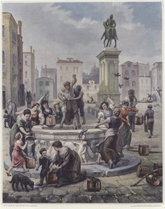 Un groupe de femmes puisant de l