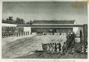 Une audience à la cour de Hué (Vietnam), réception de l
