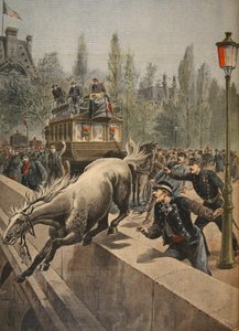 Un cheval se suicidant, illustration du Petit Journal : Supplément illustré, 1898 - French School