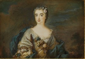 Une dame appelée Louise-Jeanne de Durfot, Duchesse de Mazarin et de la Meilleraye, vers 1750 - French School
