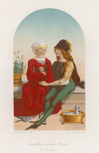 Un homme et une femme assis ensemble - French School