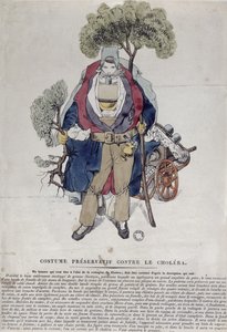 Un homme protégé contre le choléra, vers 1831 - French School