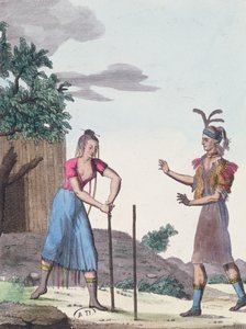 Une cérémonie de mariage avec les indiens Creek, vers 1811 - French School