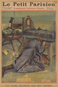 Un avare décapité par son trésor (lithographie en couleur)