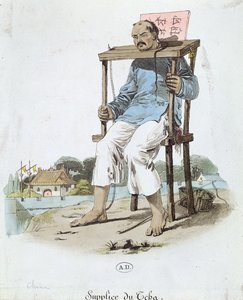 Un prisonnier dans le Cangue en Chine, vers 1800 - French School