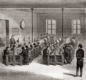 Une station télégraphique à Paris, France vers 1870, des Merveilles de la Science, publié vers 1870 (gravure) - French School