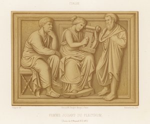 Une femme jouant de la lyre - French School