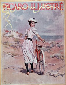 Une femme à vélo. Couverture de "Figaro illustré"