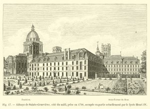 Abbaye de Sainte-Geneviève, côté du midi, prise en 1790, occupée en partie actuellement par le lycée Henri IV