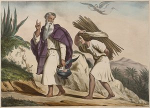 Abraham emmenant Isaac au mont Moriah, illustration d